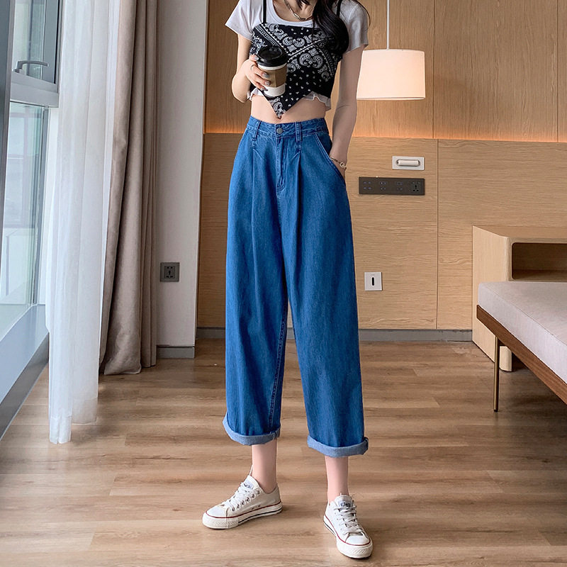 High Waisted Loose Fit Banana Pants Lightweight Trendy Relaxed Fit Cropped Length Casual Wear for Women Wholesale