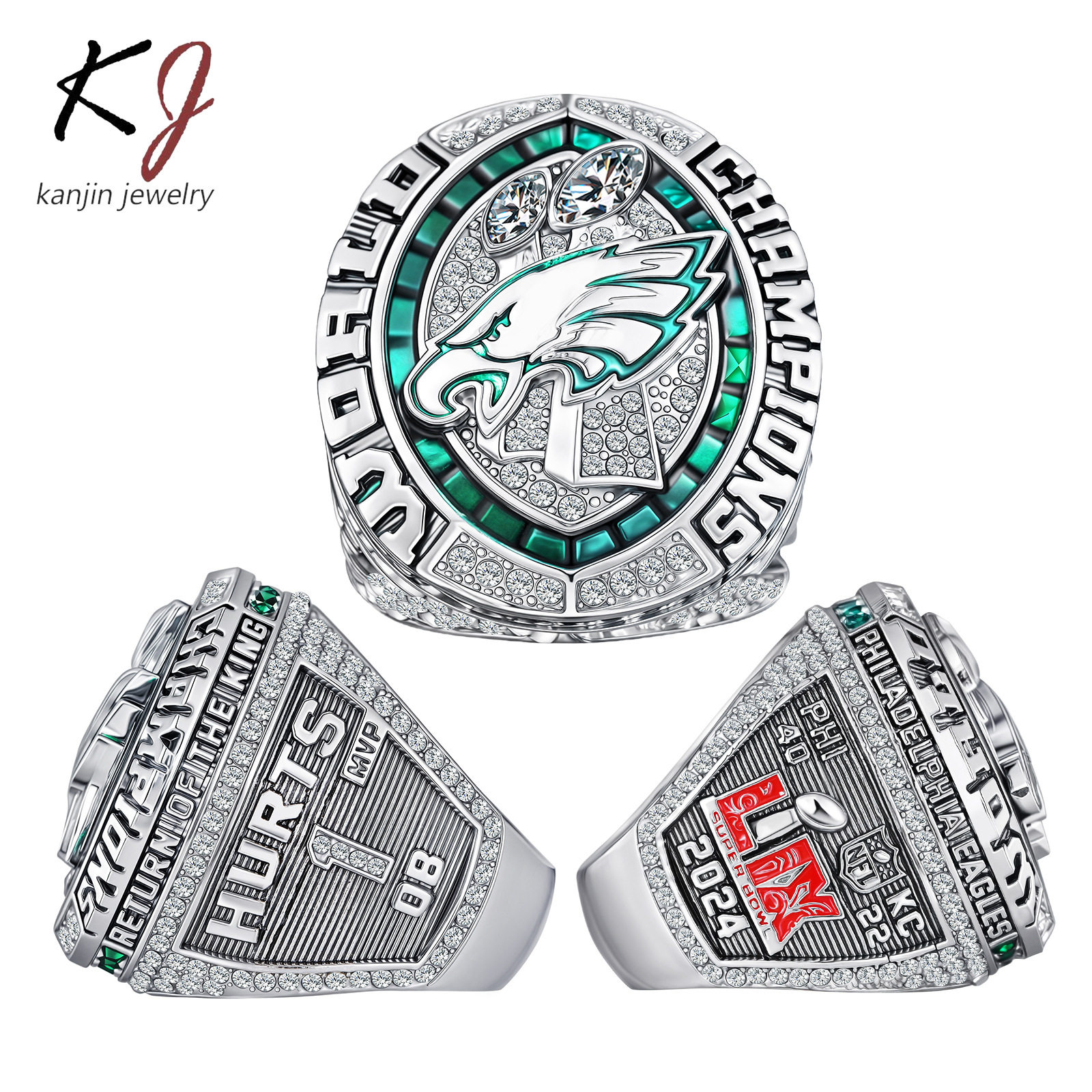 Международное лидерство в продаже чемпионского кольца NFL 2024-2025 Philadelphia Eagles Производитель мужских колец Philadelphia HURTS Изображение 1