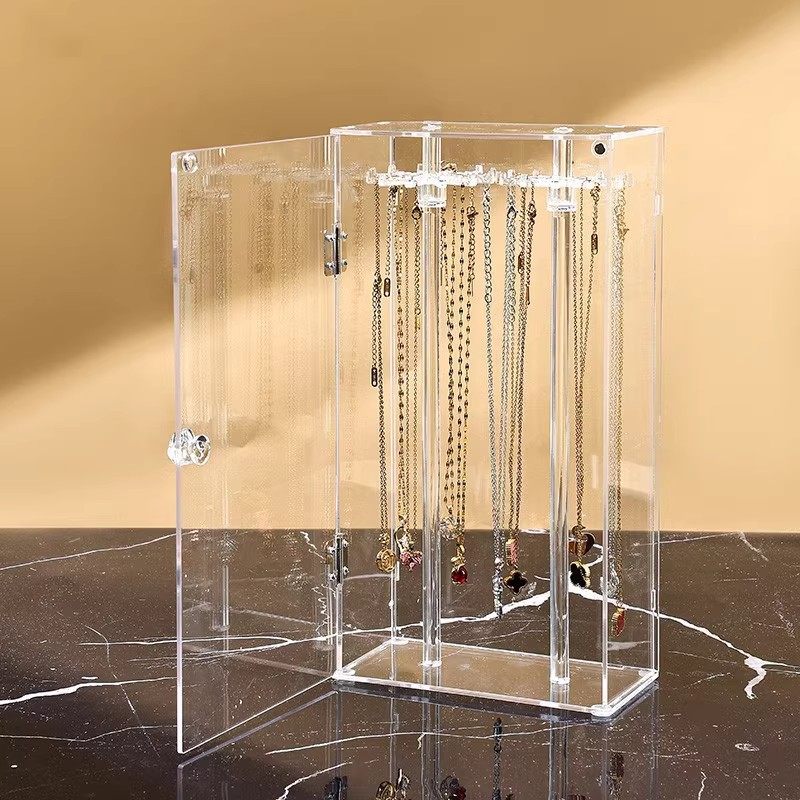 Acrylic Necklace Storage Box Household Jewelry Bracelet Pendant Display Stand Pearl Necklace Bracelet Dust-proof Finishing Box