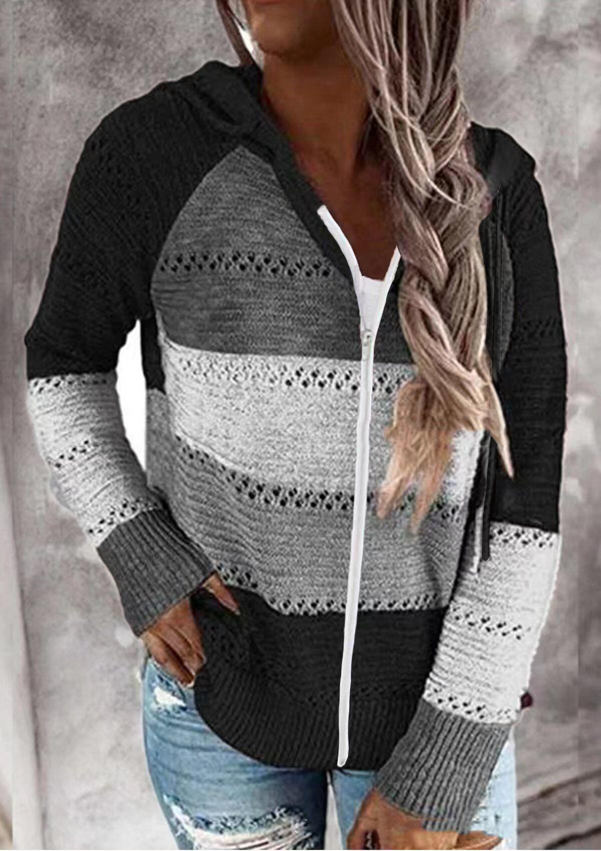 Striped Hooded Sweater Autumn Winter Style Comfortable Fabric Trendy Design Wholesale Available