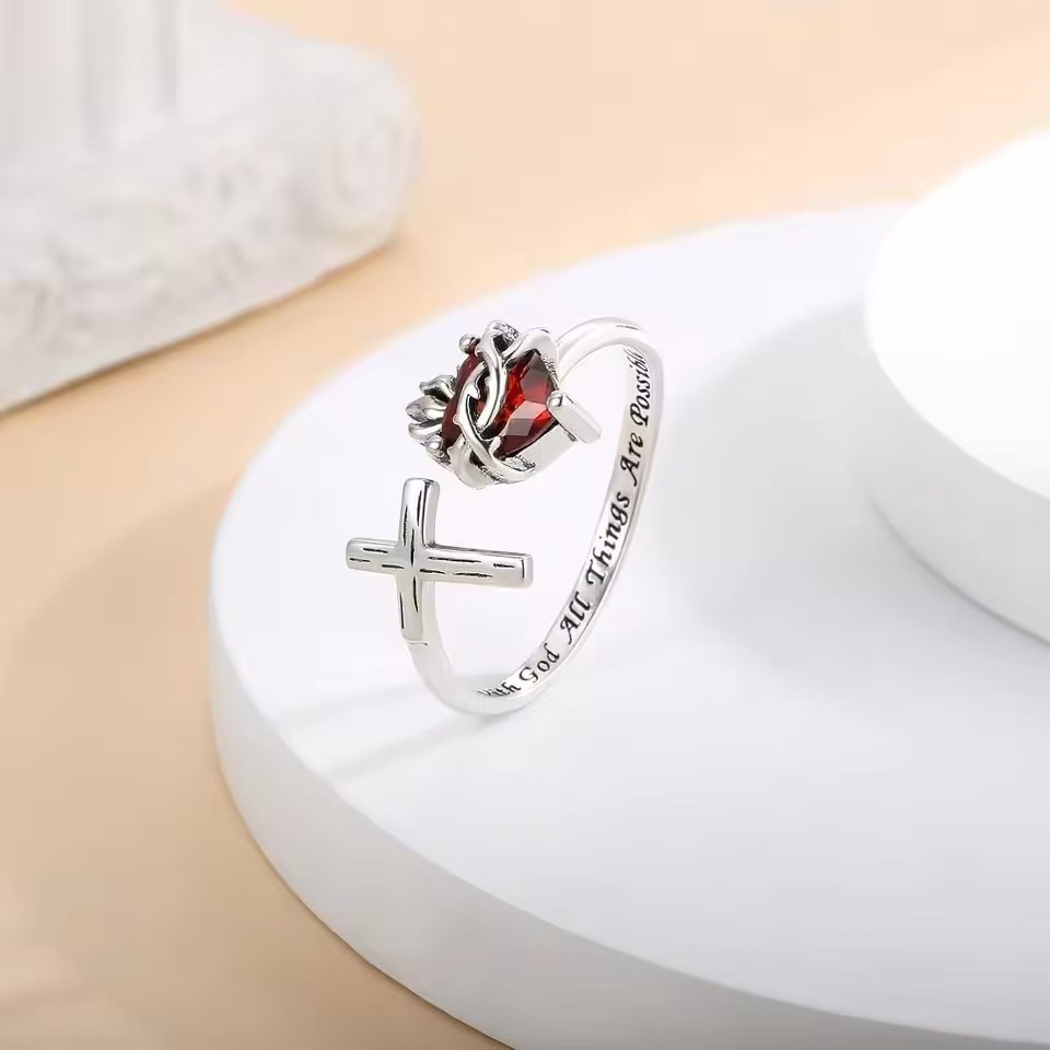 new retro niche design English printed love cross ring bodyg...