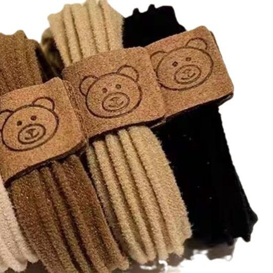 Fashion Cute Bear Head Rope High Elastic Rubber Tendon Women's Hair Rope New Style Hair Ring Durable Ball Headwear Leather Cover