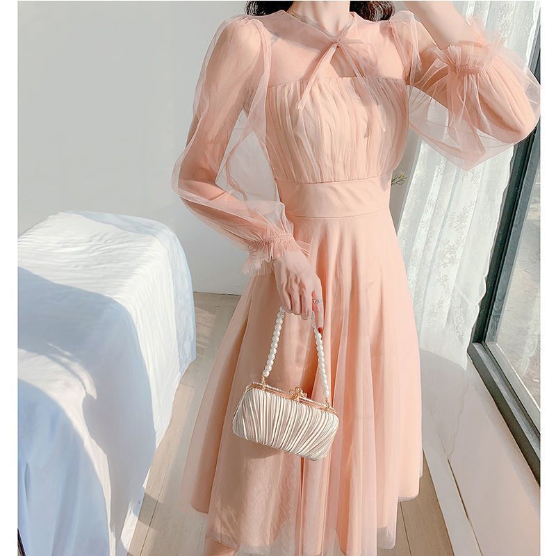 French Style Summer Dress Elegant Tulle Fabric Soft Color Romantic Design Perfect for Weddings and Special Occasions