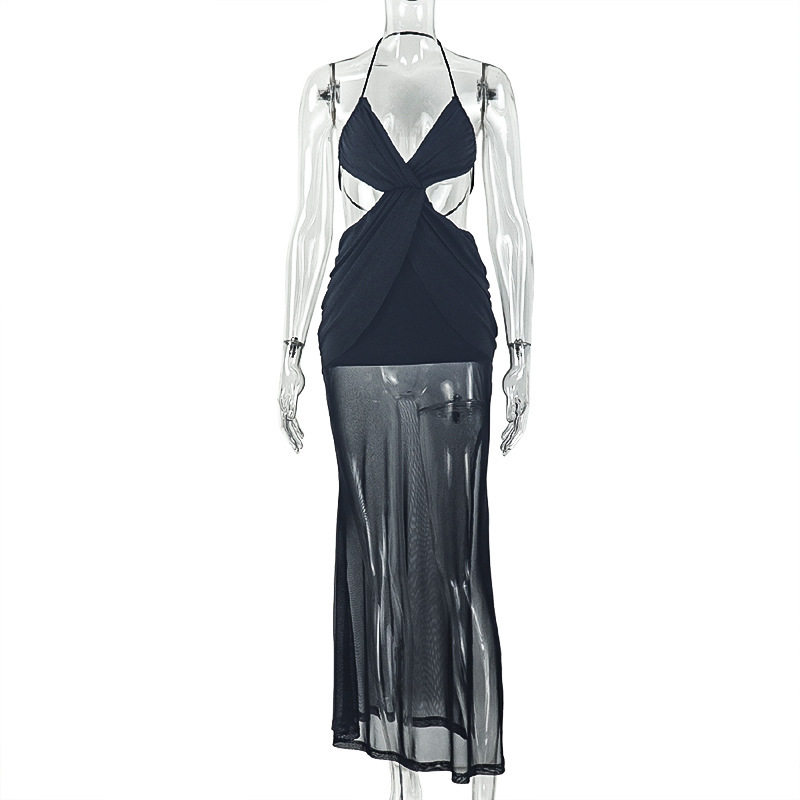 Backless Ruched Bodycon Dress Sleeveless Low Cut Solid Color Elegant Evening Wear for Parties Wholesale Available
