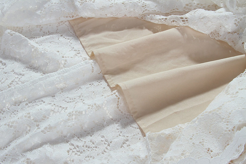 Đầm maxi nữ ren trắng thắt eo tay ngắn cổ V — Trường An chi tiết 13