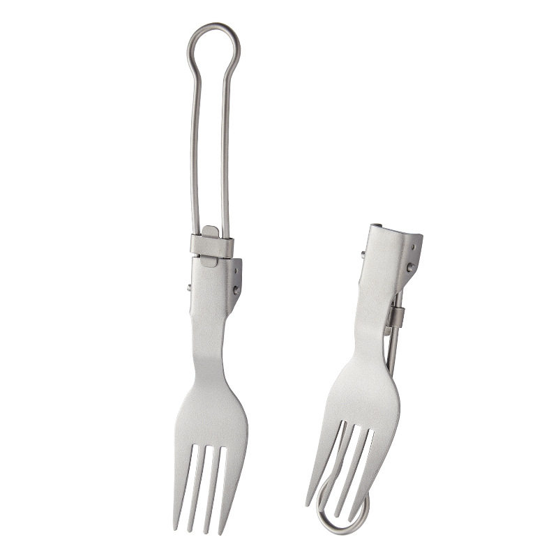 Outdoor Pure Titanium Folding Spoon Fork Chopsticks suit Camping Portable Titanium Tableware Soup Spoon Fork Titanium Metal Chopsticks Spoon Fork