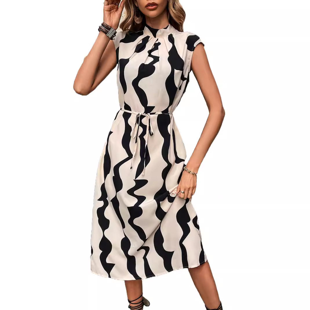 Irregular Floral Print Vest Dress for Women Summer Style Mid Length Comfortable Fit Wholesale Availability