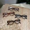 New Retro Cat's Eye Round Face Glasses Anti-Blue Light Glasses Frame Student Flat Light Can be Configurable for Women's Shake Voice Live