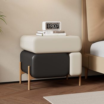 Italian Minimalist Bedside Table 2024 New Style Light Luxury Solid Wood Simple Modern Bedroom Bedside Storage Cabinet