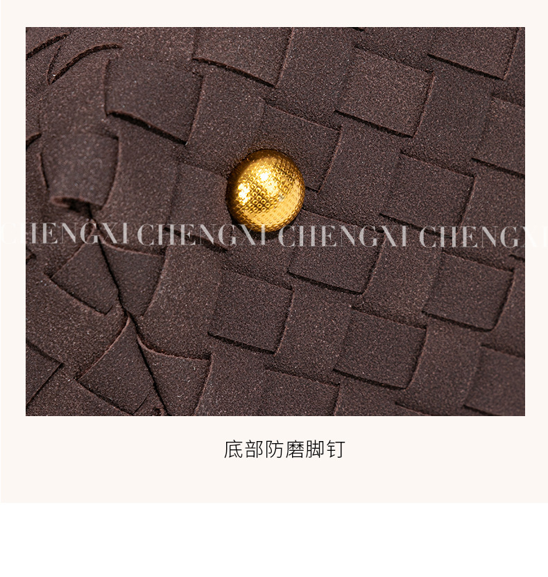 Túi xách nữ dáng vỏ sò đeo chéo dây bện phong cách cổ điển — năm 2409 # màu xám ấm áp, Nhà máy riêng có thể được tùy chỉnh