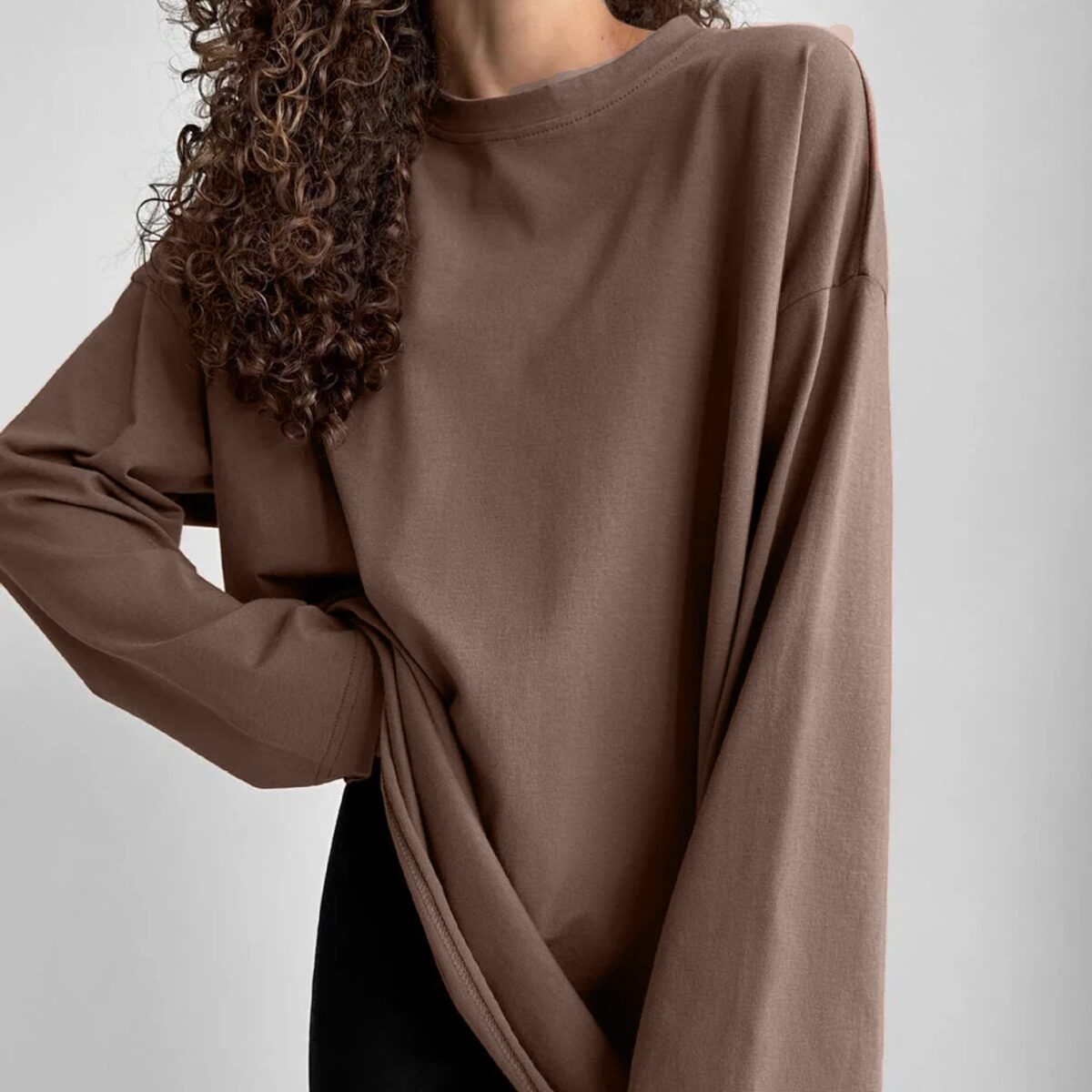 Womens Loose Fit Long Sleeve T Shirt 100 Cotton Distressed Design Casual Style Perfect for Spring and Autumn