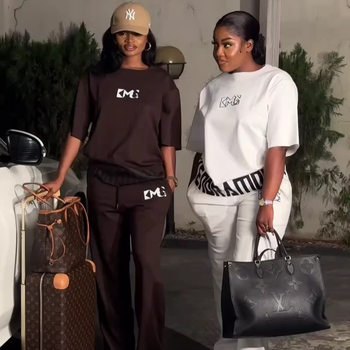 2025 Autumn and Winter Sweatshirt Suit Casual Fashion Sports Two-Piece Set Cross-Border Best-Selling Model Loose and Slim