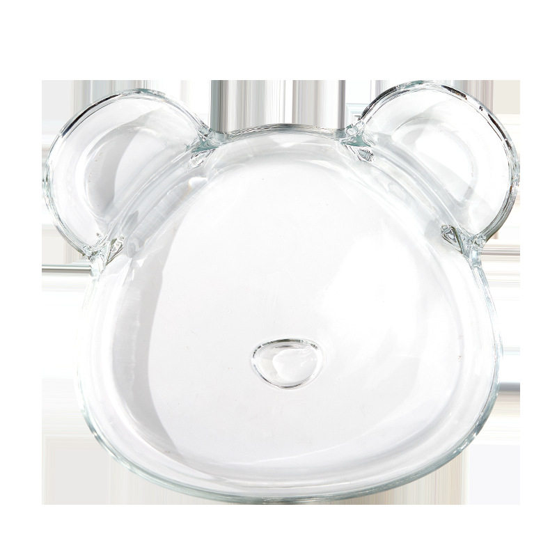 Langxu glass grid plate bear glass plate household KTV bar dessert meal dipping plate dumpling plate