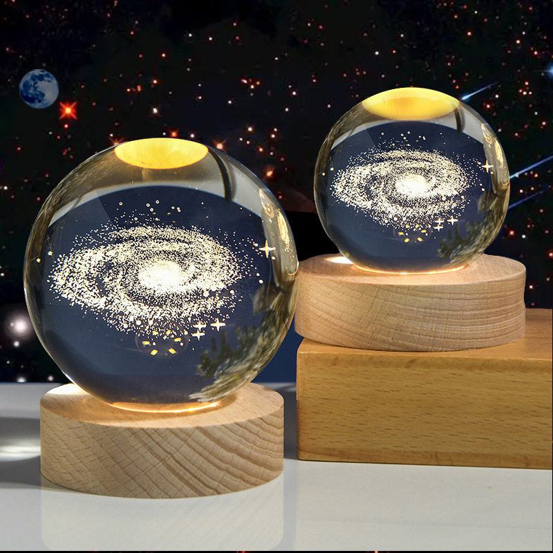 3d luminous galaxy Starry Sky Solar System carved crystal ball night light desktop decoration friends classmates birthday gift