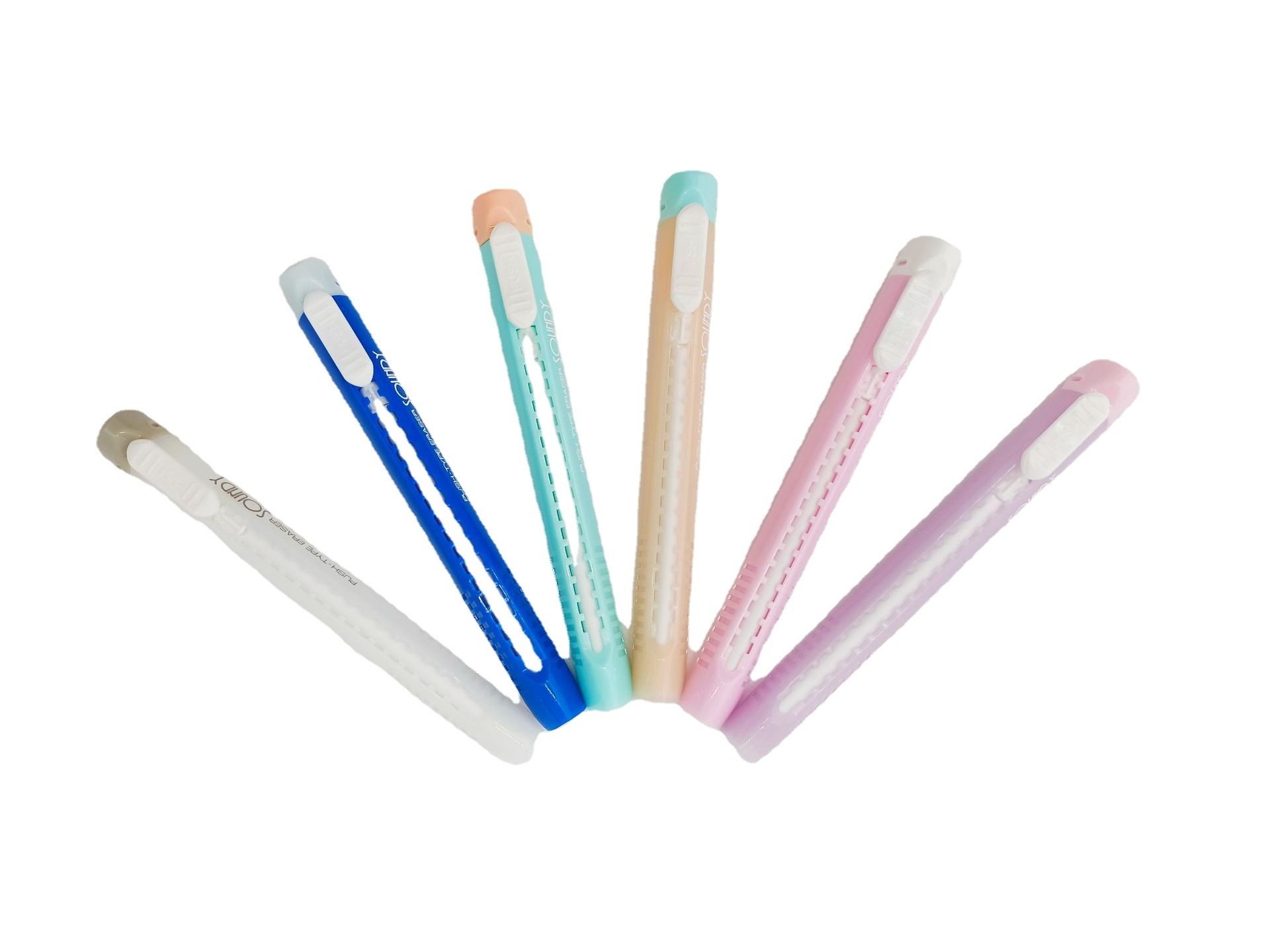 New Generation Creative Portable Solid Color Retractable Eraser for Primary School Students Cute Triangle Push-Pull Long Pen Eraser