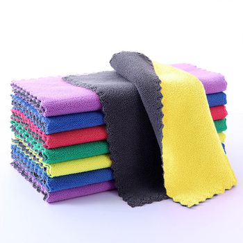 Kitchen cleaning cloth dish towel coral fleece double-sided two-color absorbent cleaning cloth advertising towel can be customized logo