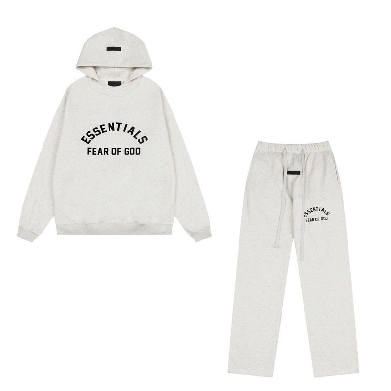 新款FEAR OF GOD ESSENTIALS植绒字母男女休闲宽松加绒连帽卫衣潮
