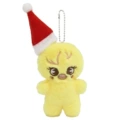 Yellow chicken with santa hat