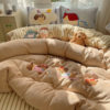 Ins Cute Warm Fleece-Lined Thickeneded Warm Cartoon Milk Velvet Four-Piece Student Dormitory Quilt Cover Three-Piece Set