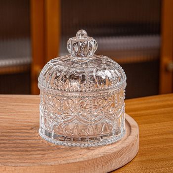 Glass Sugar Jar Storage Candy Jar Crystal Candy Storage Jar with Lid European-style Transparent Creative Jewelry Box