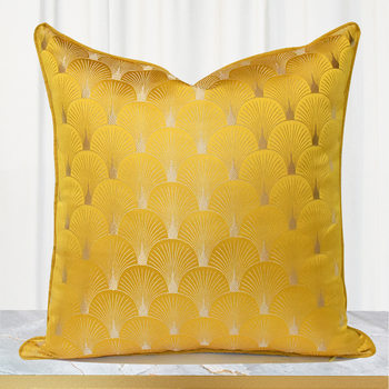 Yellow Accessible Luxury Hotel Model Room Pillow Case Modern Simple Geometric Fan Pattern Sofa Chair Square Cushion