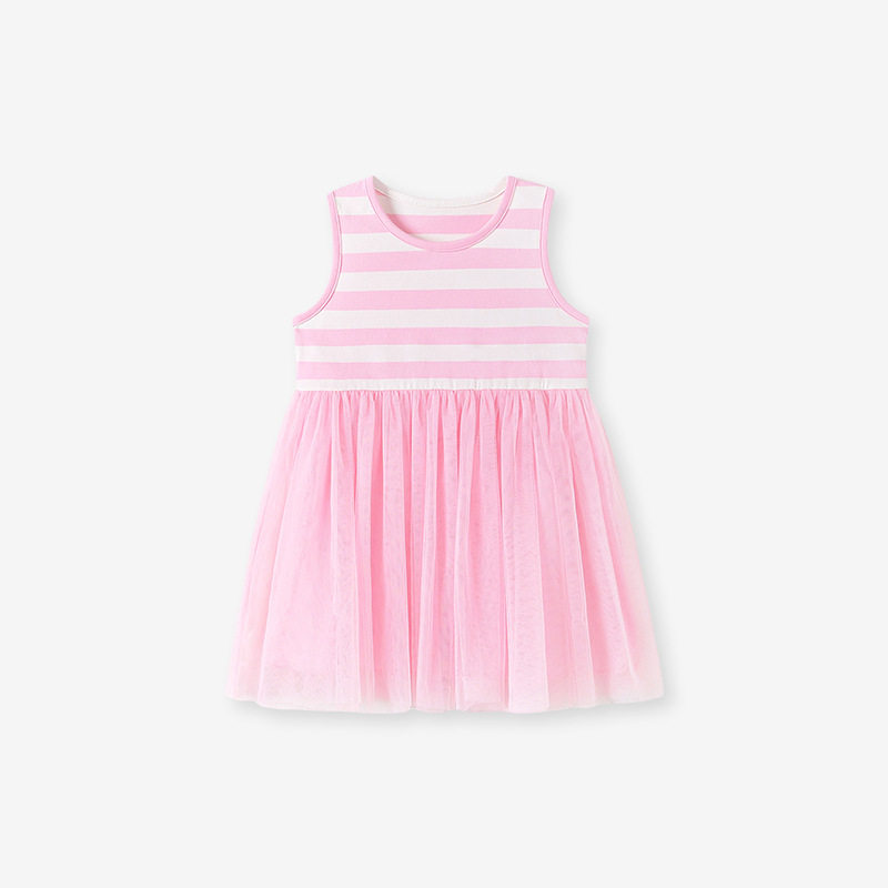 Kids' Dress Wholesale, Summer Sleeveless Girls' Dress, [Style] Striped Kids' Tulle Princess Dress
