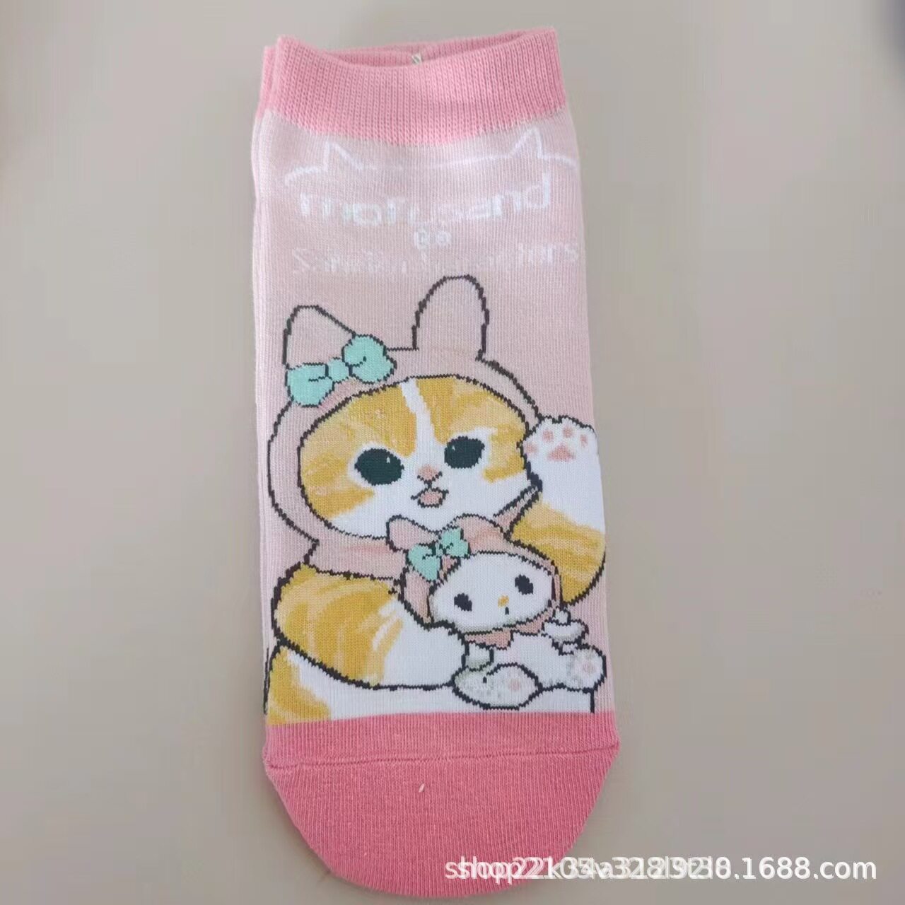 日单mofusand鲨鱼猫库存炸虾猫系列外贸出口女卡通棉袜短袜可爱袜