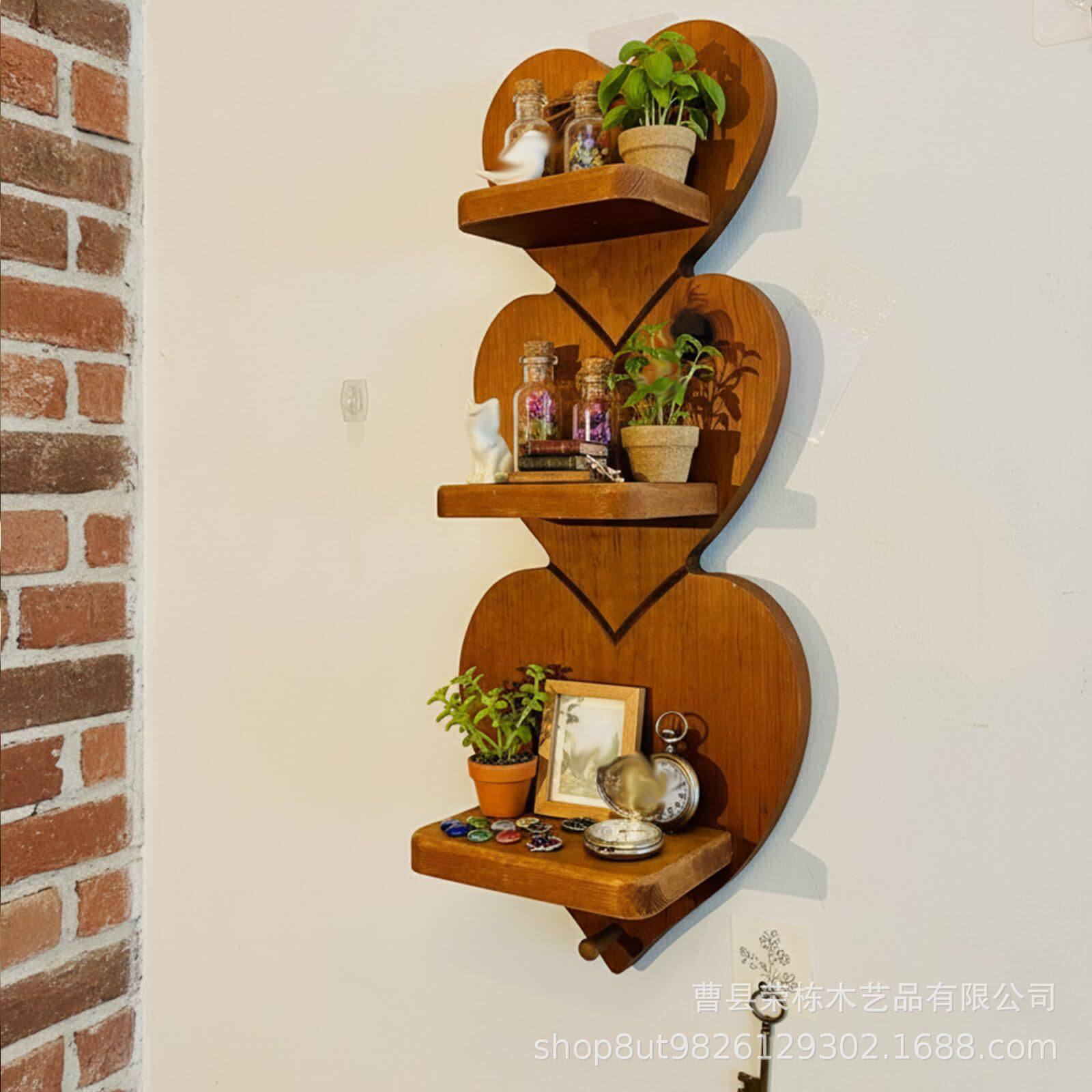 木製収納ラック、壁掛け多層緑の植物ディスプレイラック、ホーム...