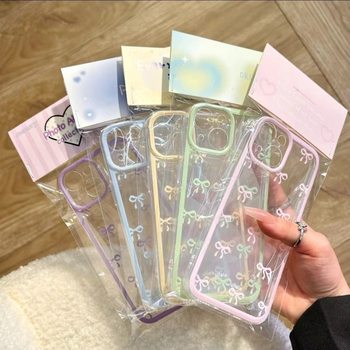 Full screen bow apple 15/14/13promax phone case 12/11 soft xr/xs transparent 7/8p all-inclusive