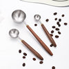 Cross-border 304 stainless steel coffee bean measuring spoon walnut wooden handle food scale spoon fruit powder milk tea powder seasoning spoon