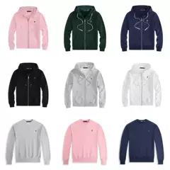 Cross-Border Fleece-Lined Jacket Autumn and Winter Rl Hooded Cardigan Solid Color Sweatshirt Embroidered Loose Plus-Size Top Men's Cotton Jacket