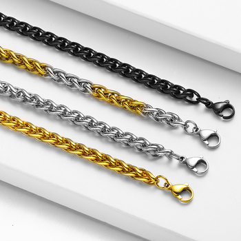 European and American men's necklace hip hop keel chain vacuum plating 18K gold titanium steel jewelry flower basket chain stainless steel chain