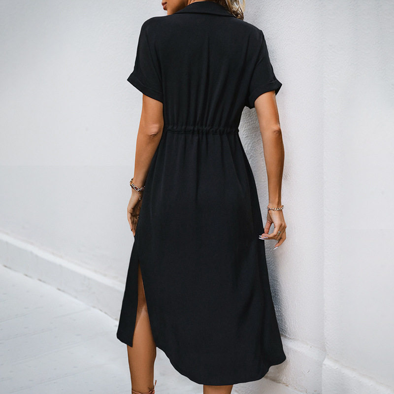 Summer Casual Shirt Dress Pocket Design Minimalist Style Solid Color Perfect for Everyday Wear Wholesale Available