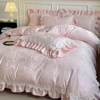 New Satin Jacquard Lace Four-piece Set French Lace Quilt Cover Bed Linen Lace Four-piece Set Wholesale