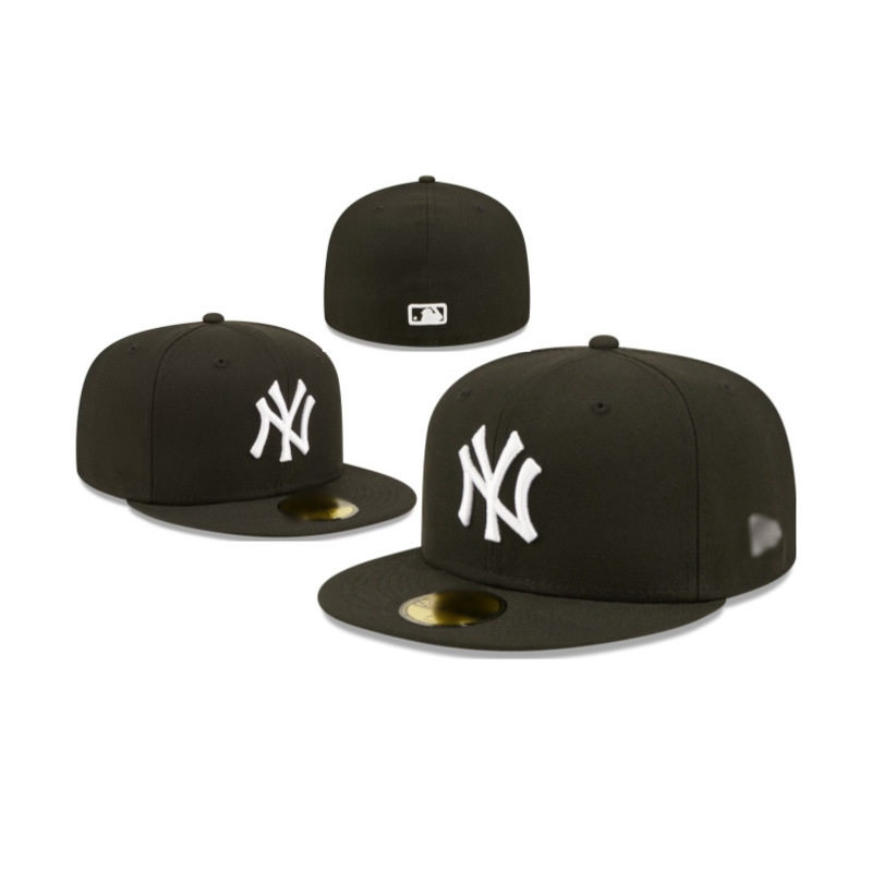 Classic Embroidered Baseball Flat-Brim Hat for Foreign Trade Cross-Border, American Sports League Closed-Back Hat, Fashionable Size Flat-Brim Hat