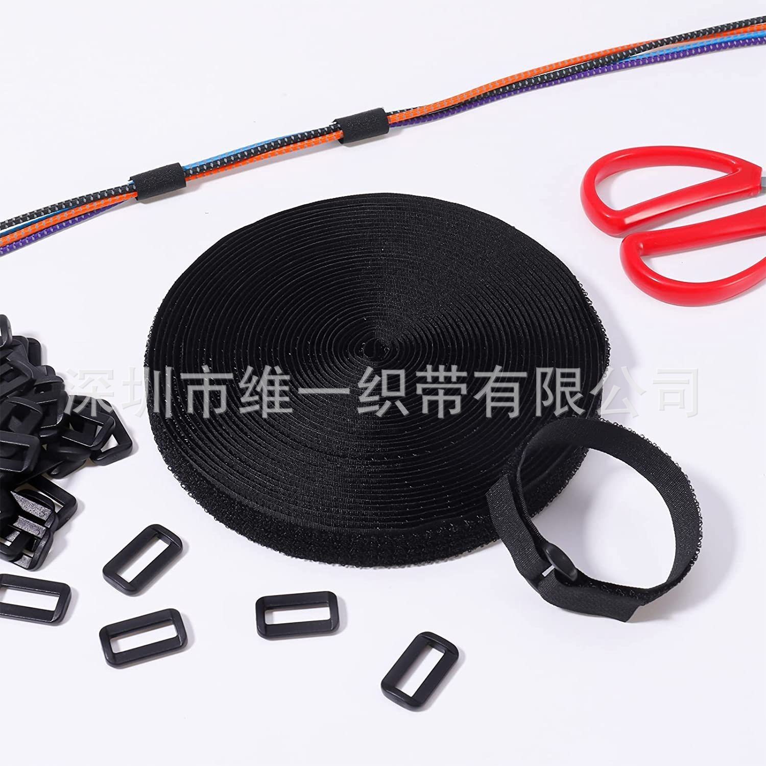 Hook-And-Loop Fastener Nylon Buckle Tie, Can Be Rolled and Cut, Round Bundling Strap, Self-Adhesive Cable