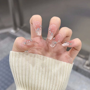 Pure Desire Sweet Tea Blush French Secret Realm Cat Eye Crushed Diamond Nail Art Wearable Nail Whitening Removable Finished Patch 30