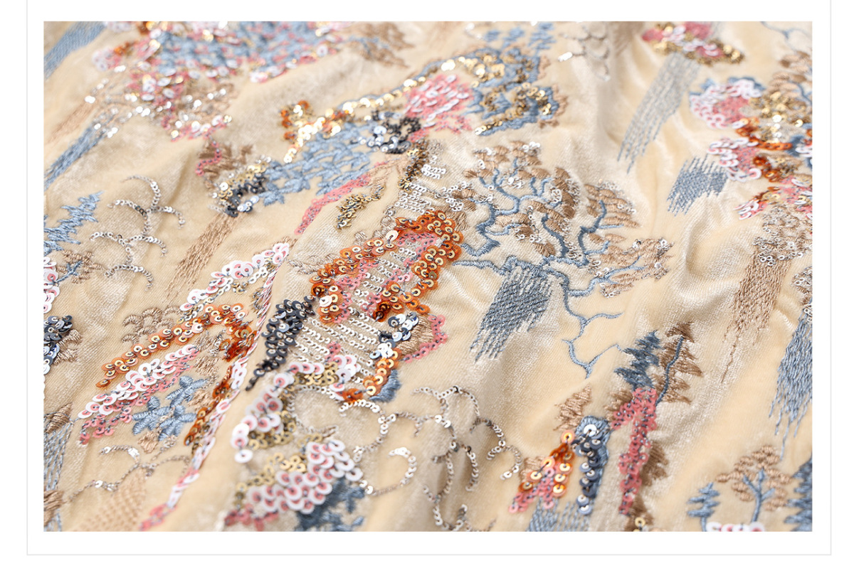Áo khoác nữ dáng suông thêu hoa đính sequin cổ đứng dài tay — Đặt hàng màu trà sữa (giao hàng trong ngày), Đơn hàng trà sữa (giao hàng trong 7 ngày), Màu trà sữa bằng cotton (giao hàng trong ngày), Trà sữa màu plus cotton (giao hàng trong 7 ngày)