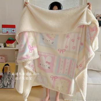 Ins Dessert Hut Cartoon Lamb Velvet Milk Plush Blanket Autumn and Winter Thickeneded Sofa Nap Blanket Shawl Air Conditioning Blanket
