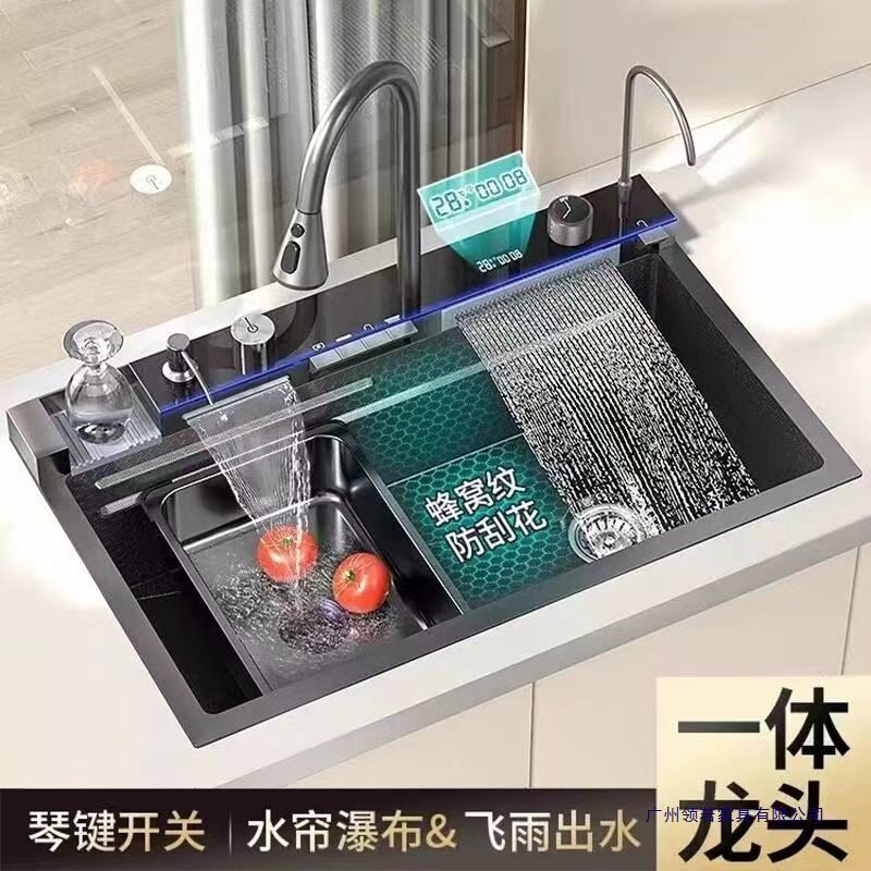 Утолщенная раковина для овощей 304 piano honeycomb arowana кухонный цифровой дисплей с одним резервуаром водопадный нано резервуар для дождевой воды из нержавеющей стали fly Изображение 1
