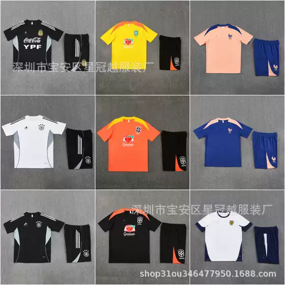 Wholesale 2526 Brazil Jersey France Argentina Portugal German Japan Short Sleeve Football Training Suit Football Uniform