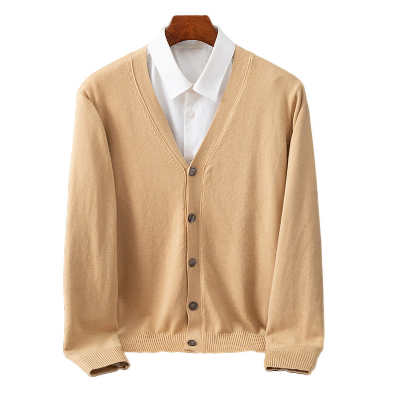 外套男秋冬针织开衫男宽松大码V领毛衣男外套跨境开襟毛衣打底衫