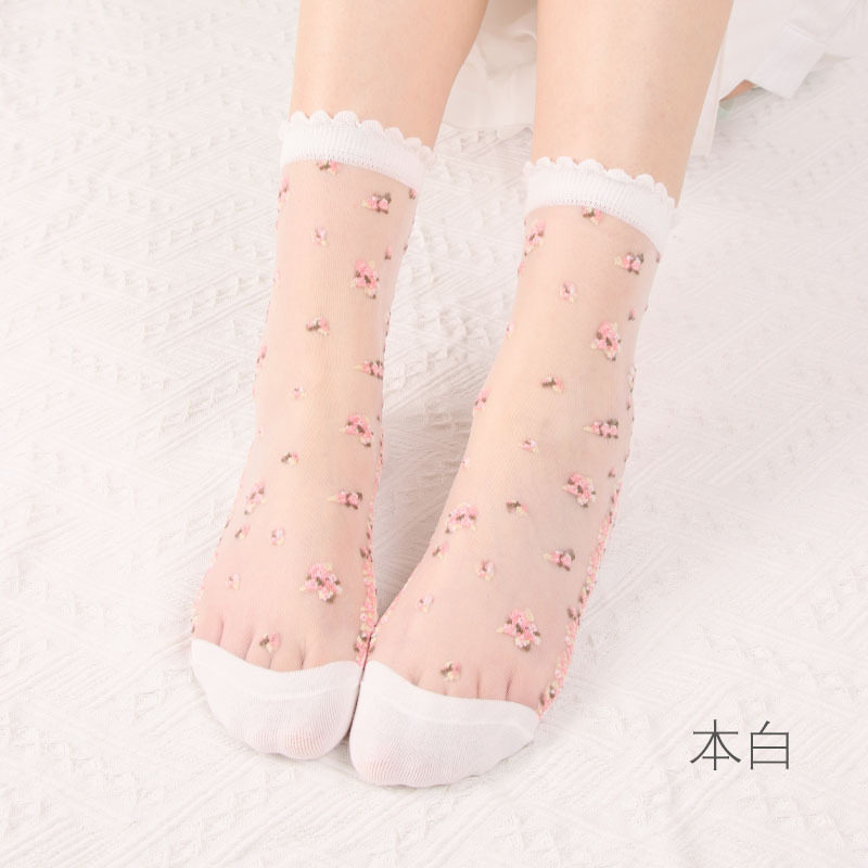 袜子女春夏新款女士玻璃丝袜棉底薄款水晶丝袜女中筒袜厂家批发