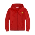 Zippered red with gold eyelet detail