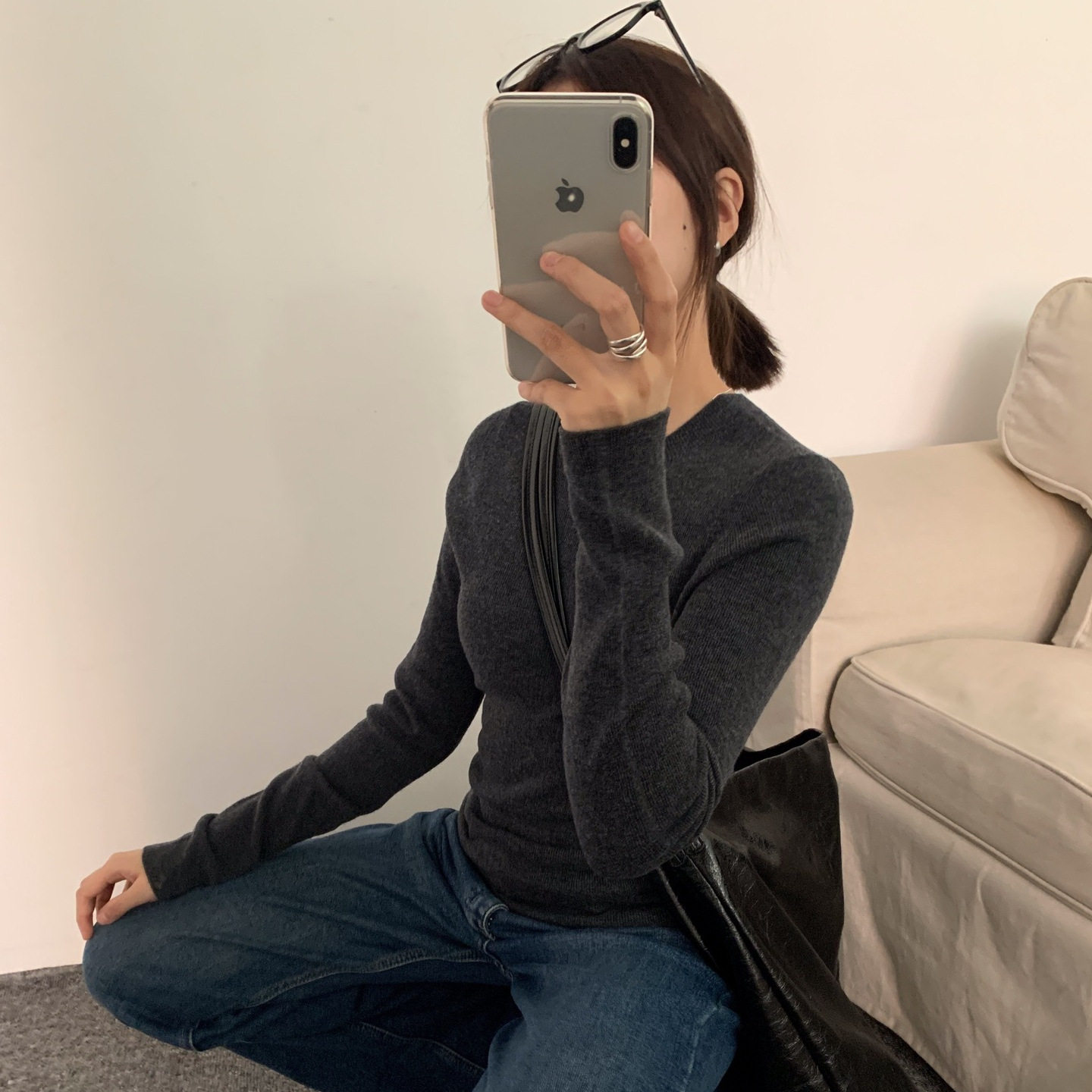 【高端系列圆领日本岛精一体成型圆领低领美丽诺羊毛打底女装批发