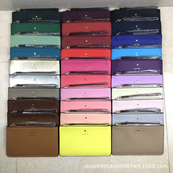 Popular cross pattern women's KS wallet long zipper solid color multi-functional mobile phone bag Coin Coin purse clutch