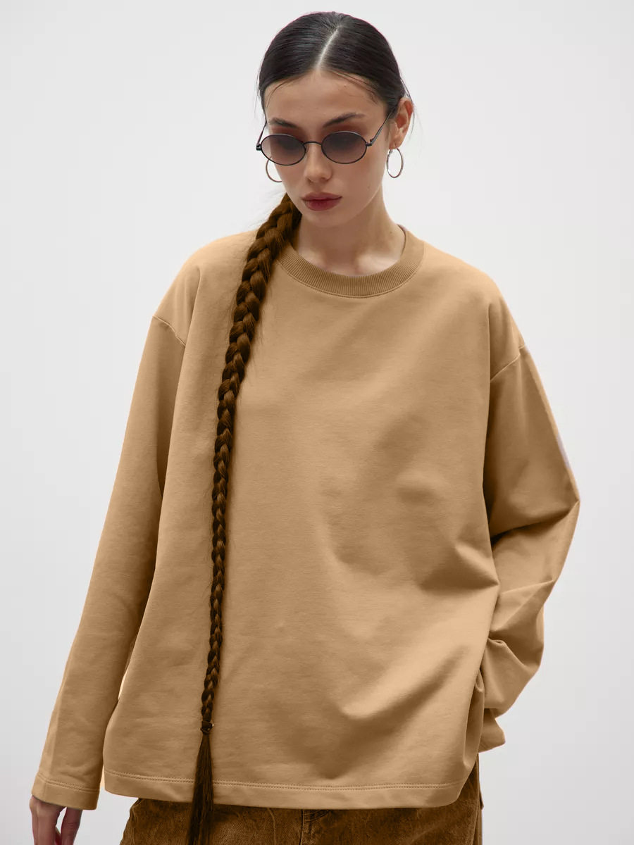 Womens Long Sleeve T Shirt 260g Combed Cotton Solid Color Loose Fit Casual Style High Quality Ready to Ship