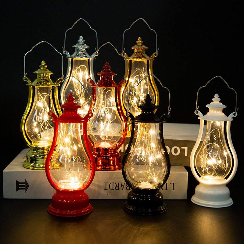 LED retro small oil lamp portable kerosene lamp small lantern electronic candle lamp creative holiday decoration gift wind lamp