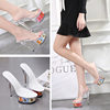 Popular sexy super high heels 15CM stiletto heel platform sandals 34-43 transparent crystal shoes wedding shoes Banquet Dance