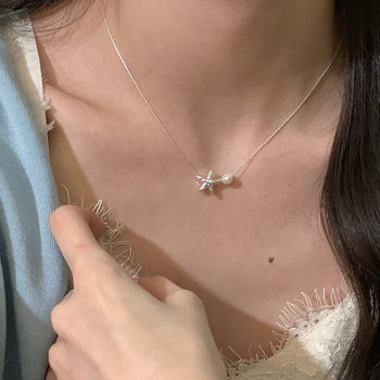 South Korea Ins Cool Style Light Luxury Elegant Gentle Starfish Pearl Necklace Women's Simple Niche Design Sense Clavicle Chain